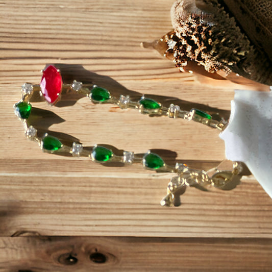 Pulsera con piedras decorativas verdes y leídas